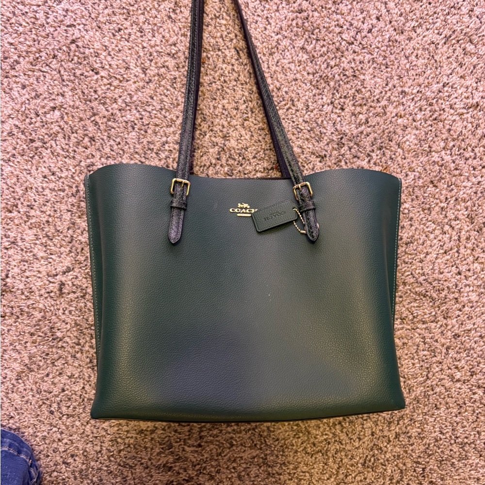 Coach Dark Green Leather Tote